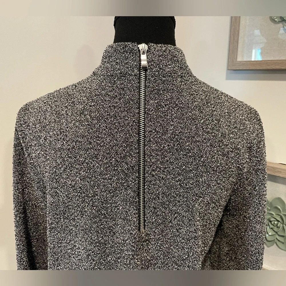 Zara Grey Boucle Mock Neck Sweater with Exposed Back Zipper VGUC - Picture 9 of 13